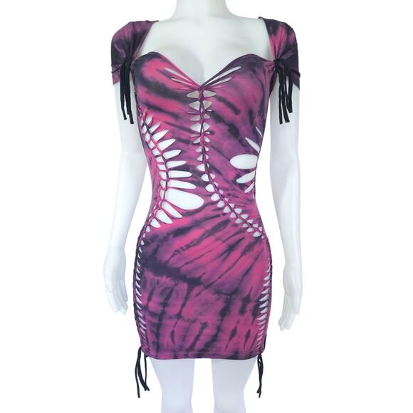 TEMPTRESS COLLECTION - SMALL - TWILIGHT BLOOM Tie-Dye Dress - Festival, Tie Dyed - Picture 1 of 7
